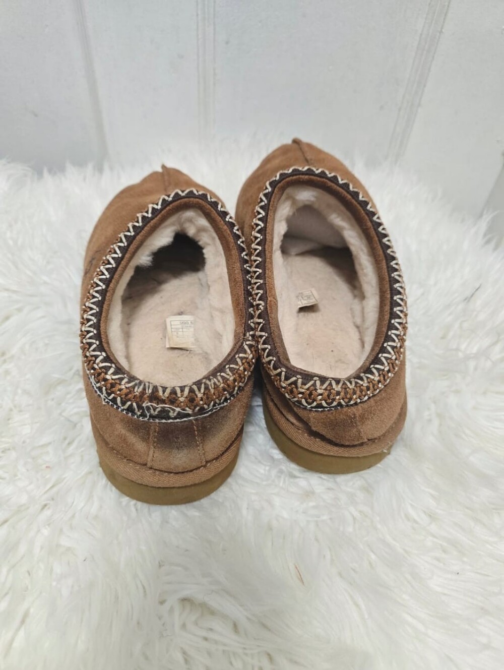 UGG Chestnut Brown Suede Shearling-Lined Clog Mules - Picture 6 of 10